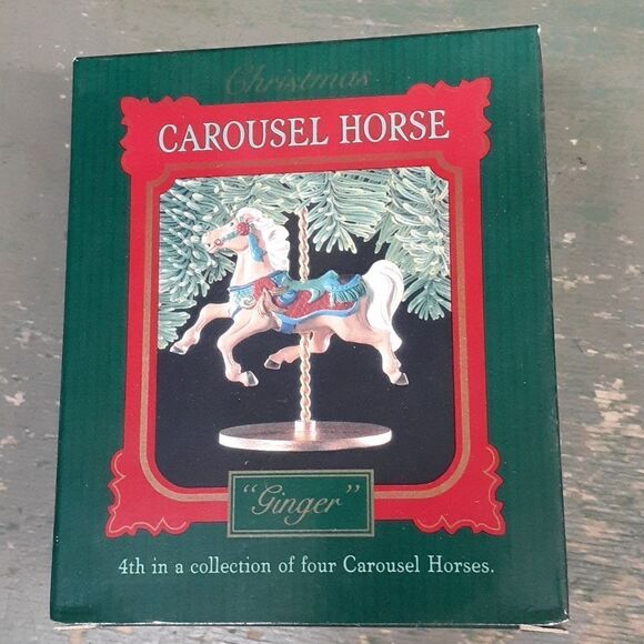 Hallmark -1989 carousel horses and display stand,Complete set of 4 - Picture 2 of 12